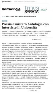 la provincia 13 3 17 - La poesia e il mistero Antologia